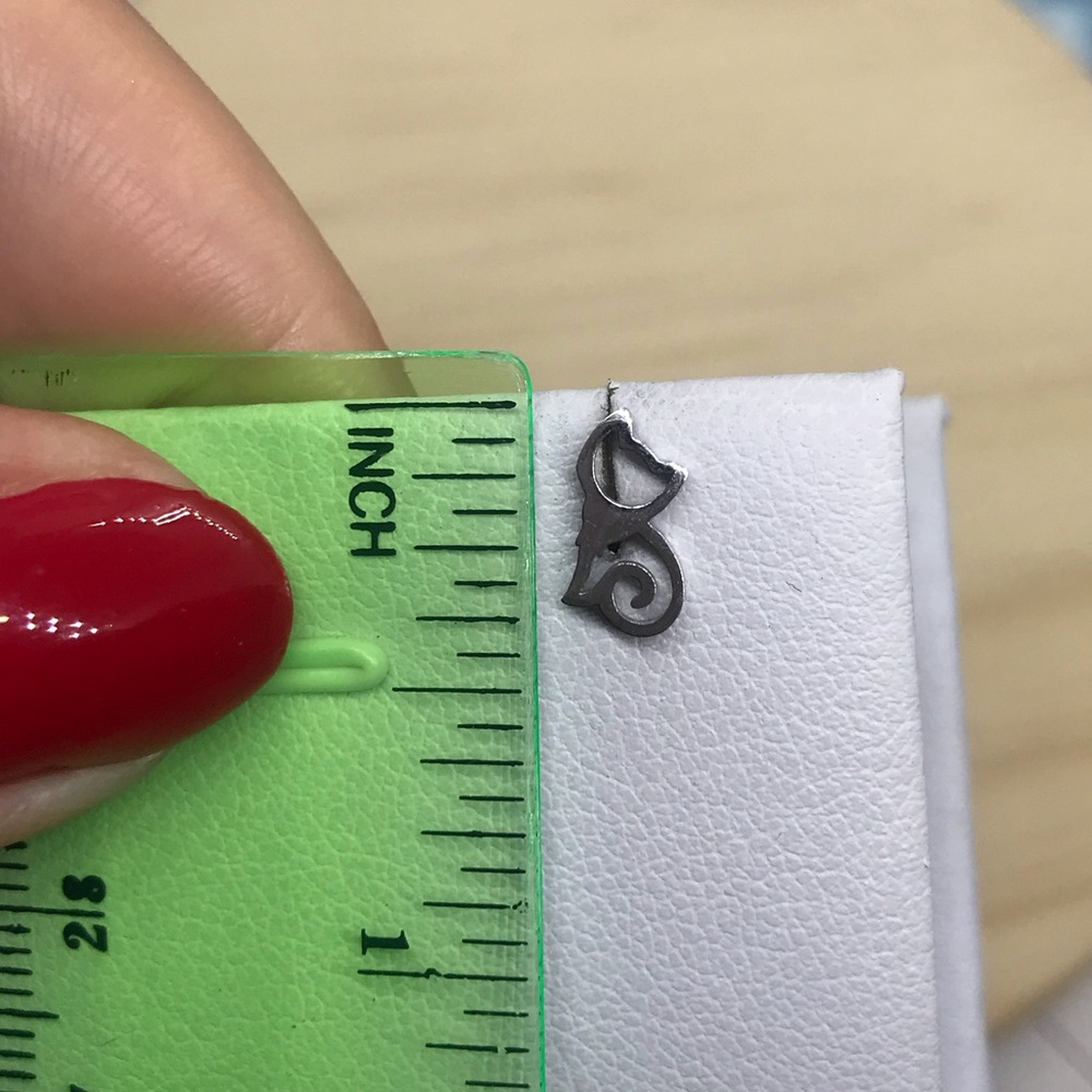 Stainless Steel Cat Stud Earrings - Picture 3 of 3